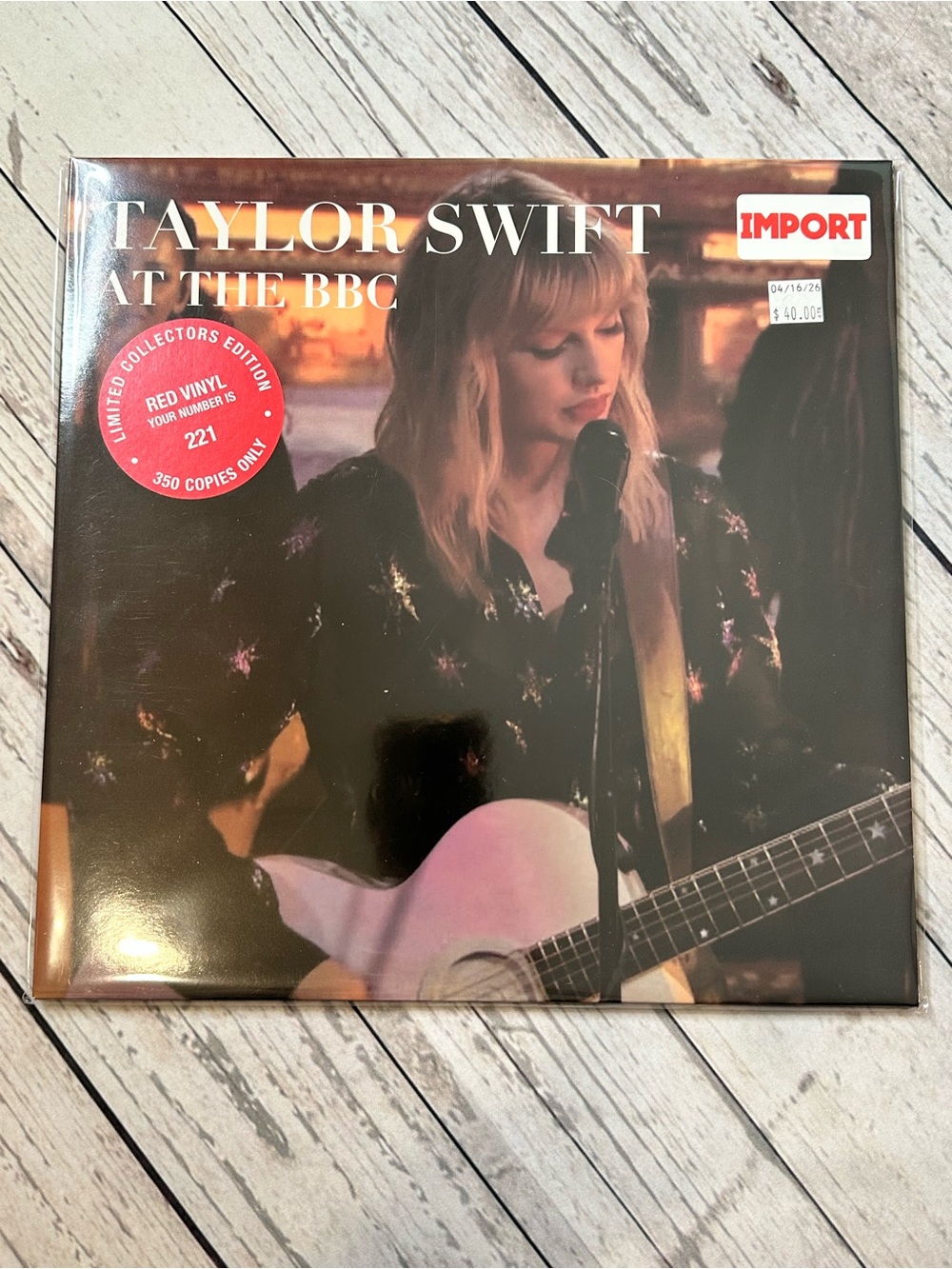 Taylor Swift at the BBC unofficial limited edition Red vinyl pressing, 2024